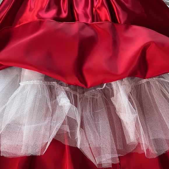 Vintage Fiery Red Corset Formal Ball Gown  Rhinestones Embellished Bodice Small - Picture 13 of 15